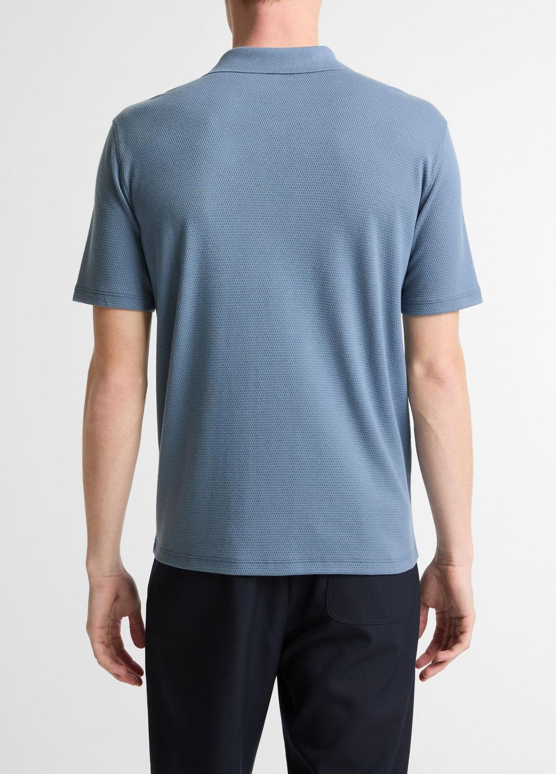 VINCE Men Garment Dye Cotton Polo Shirt in Short Sleeve WASHED RAINWATER