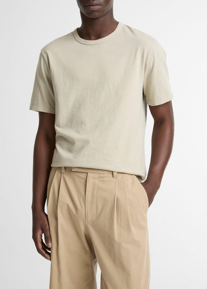VINCE Men Garment Dye Cotton T-Shirt in Short Sleeve WASHED PARCHMENT