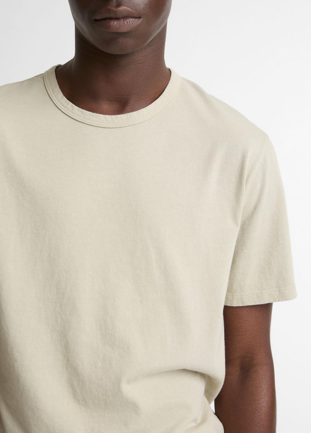 VINCE Men Garment Dye Cotton T-Shirt in Short Sleeve WASHED PARCHMENT