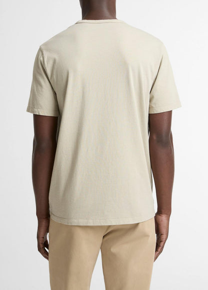 VINCE Men Garment Dye Cotton T-Shirt in Short Sleeve WASHED PARCHMENT