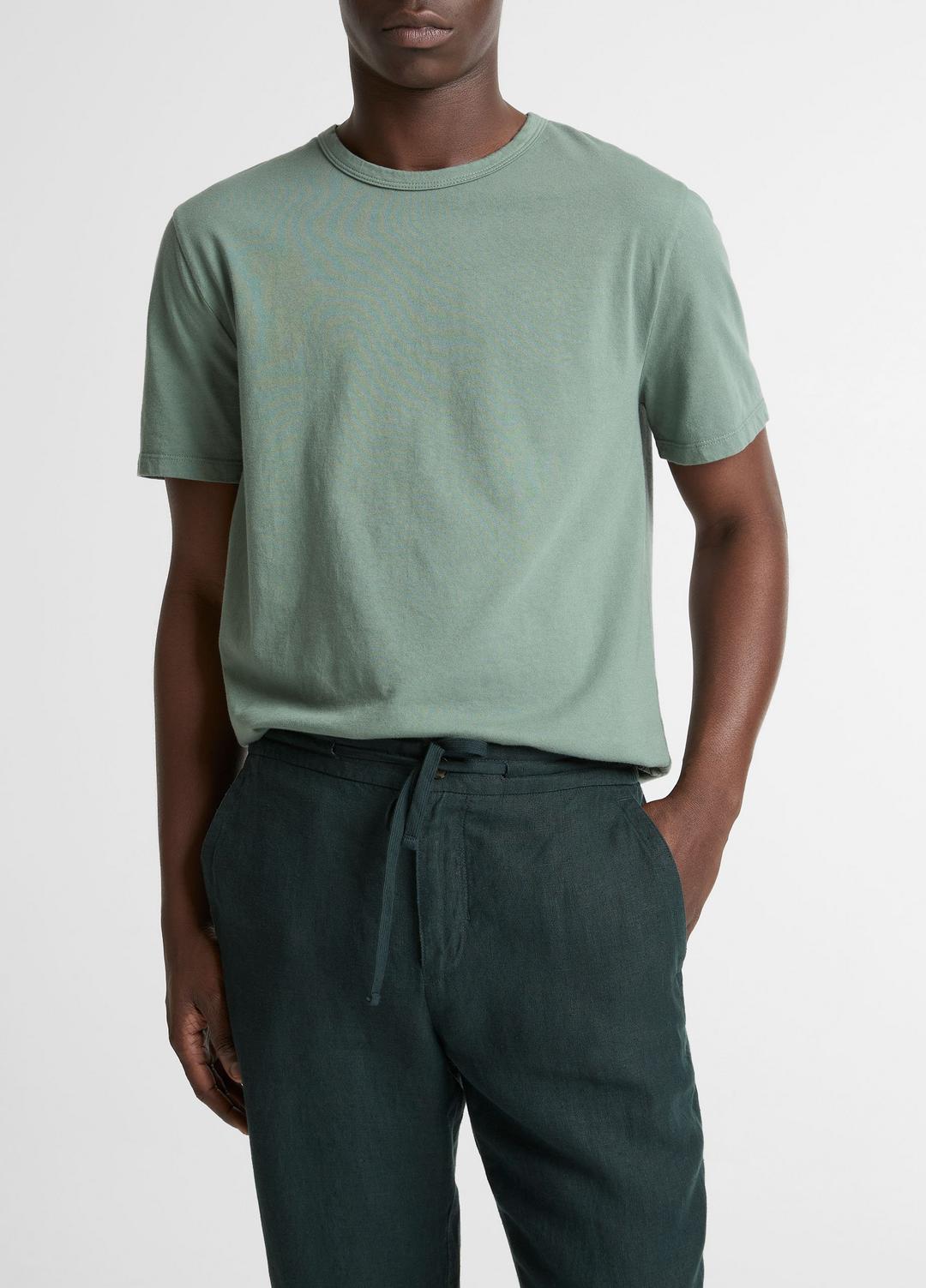 VINCE Men Garment Dye Cotton T-Shirt in Short Sleeve WASHED LAUREL