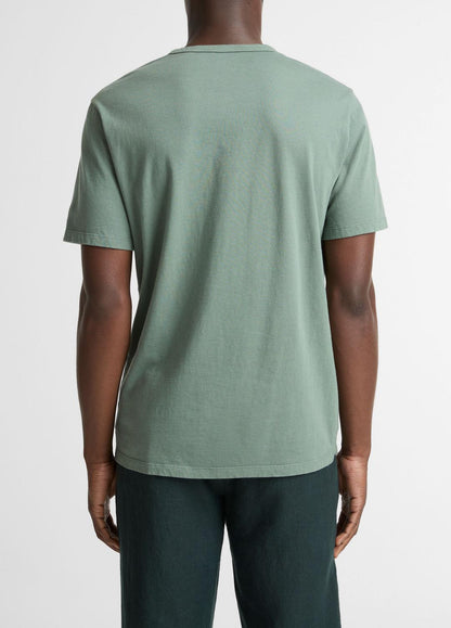 VINCE Men Garment Dye Cotton T-Shirt in Short Sleeve WASHED LAUREL