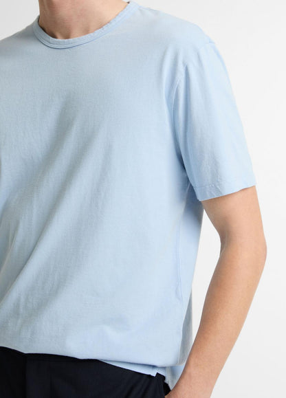 VINCE Men Garment Dye Cotton T-Shirt in Short Sleeve WASHED RAINWATER