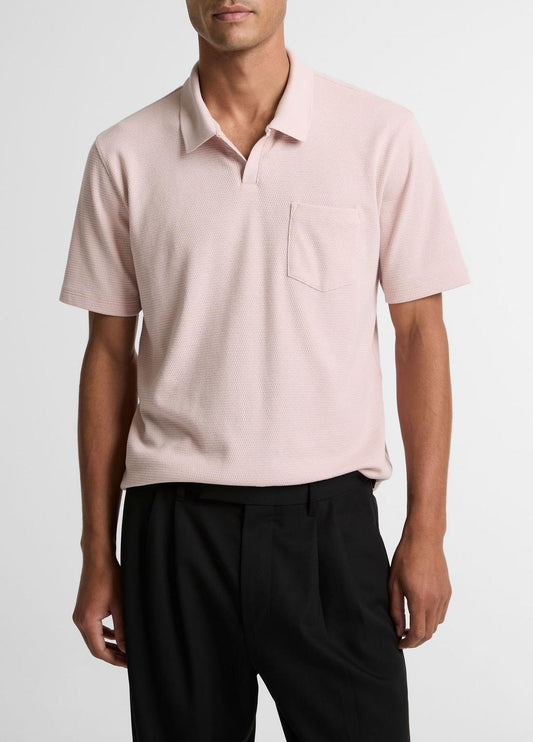 VINCE Men Cotton-Blend Johnny-Collar Polo Shirt in Henleys & Polos PARADISE