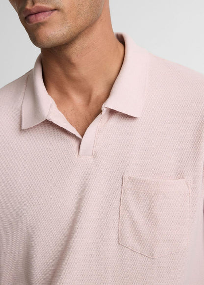 VINCE Men Cotton-Blend Johnny-Collar Polo Shirt in Henleys & Polos PARADISE