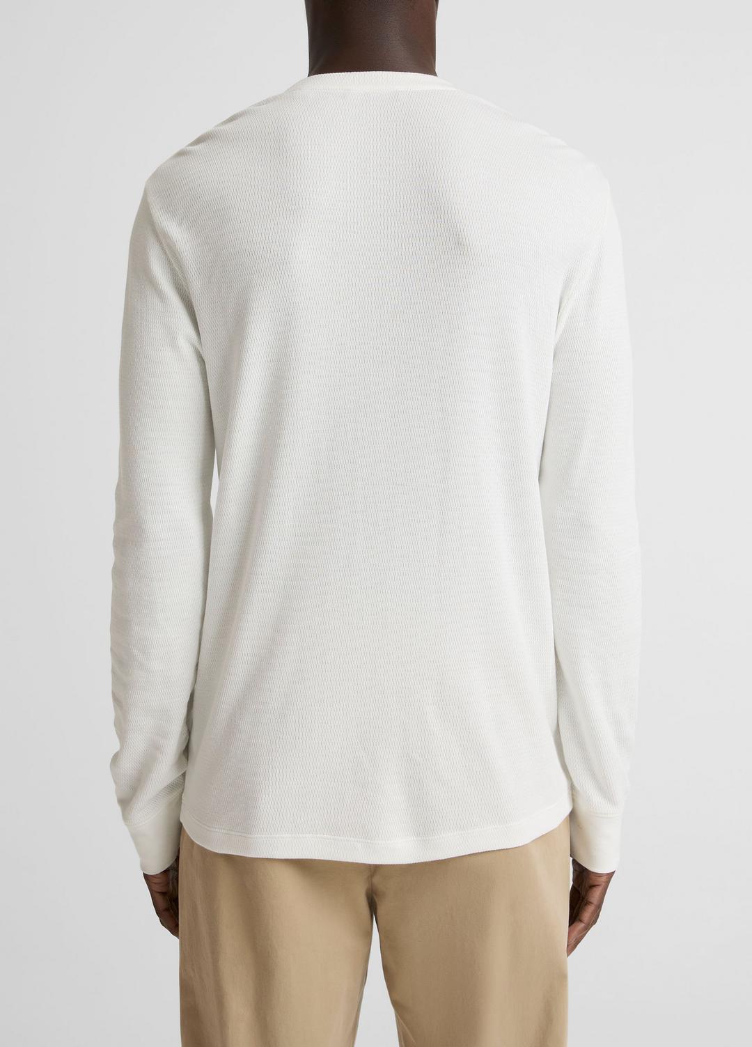 VINCE Men Jacquard-Rib Cotton Henley in Long Sleeve OFF WHITE