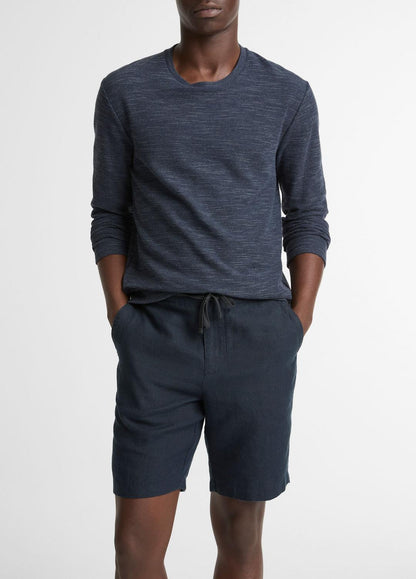 VINCE Men Double-Knit Cotton-Blend Long-Sleeve Shirt in Long Sleeve HEATHER COASTAL BLUE