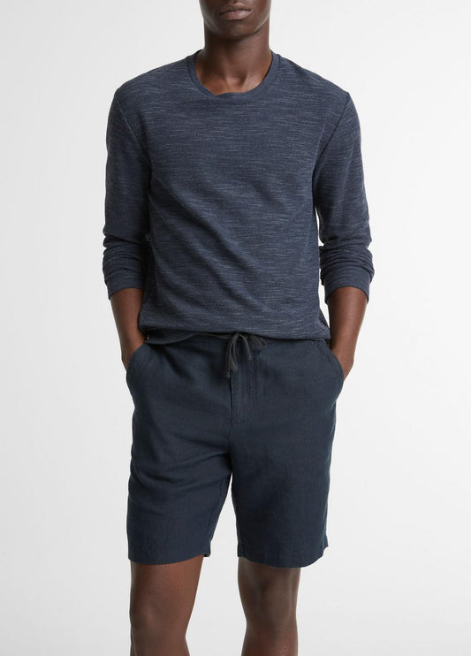 VINCE Men Double-Knit Cotton-Blend Long-Sleeve Shirt in Long Sleeve HEATHER COASTAL BLUE