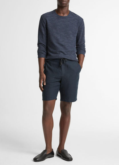 VINCE Men Double-Knit Cotton-Blend Long-Sleeve Shirt in Long Sleeve HEATHER COASTAL BLUE