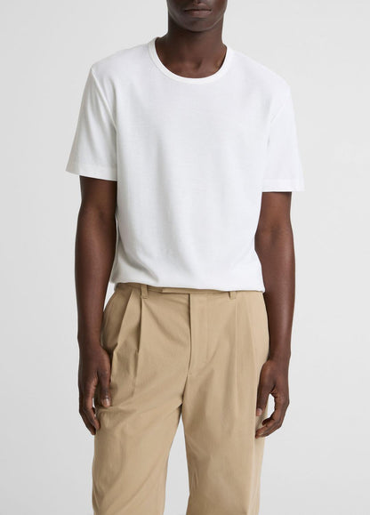 VINCE Men Pima Cotton Piqué Crew Neck T-Shirt in Short Sleeve OPTIC WHITE