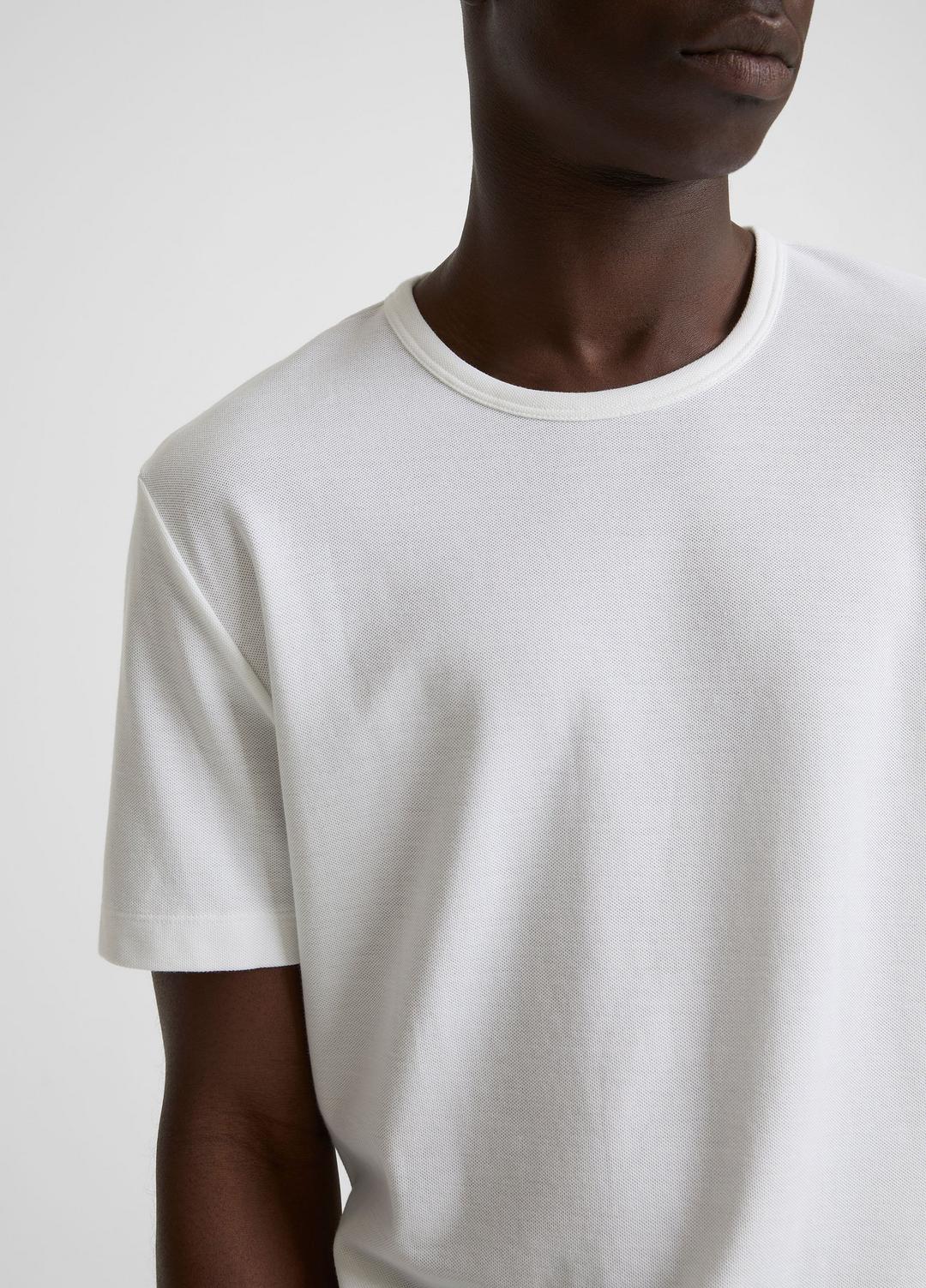 VINCE Men Pima Cotton Piqué Crew Neck T-Shirt in Short Sleeve OPTIC WHITE