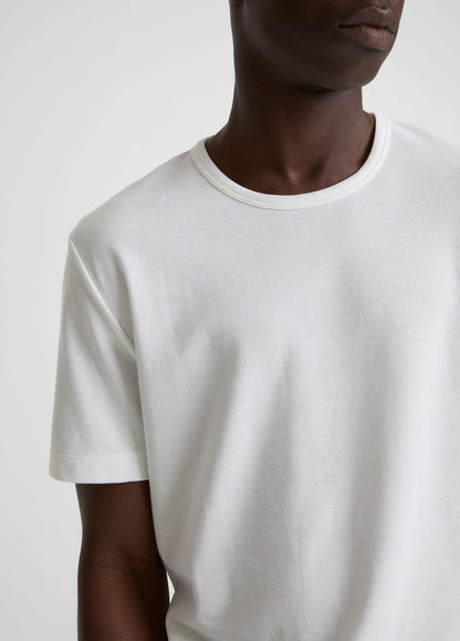 VINCE Men Pima Cotton Piqué Crew Neck T-Shirt in Short Sleeve OPTIC WHITE