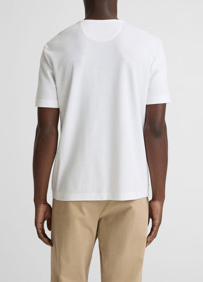 VINCE Men Pima Cotton Piqué Crew Neck T-Shirt in Short Sleeve OPTIC WHITE