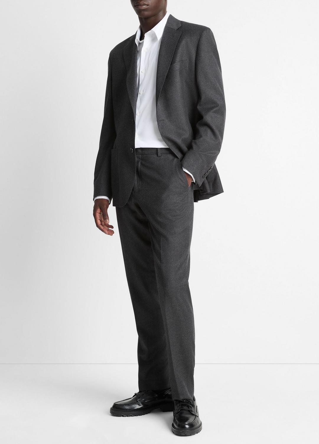 VINCE Men Wool-Silk Flannel Classic Pant in Trousers CHARCOAL