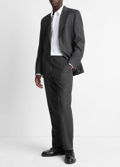VINCE Men Wool-Silk Flannel Classic Pant in Trousers CHARCOAL