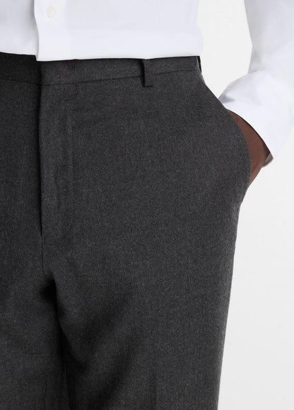 VINCE Men Wool-Silk Flannel Classic Pant in Trousers CHARCOAL