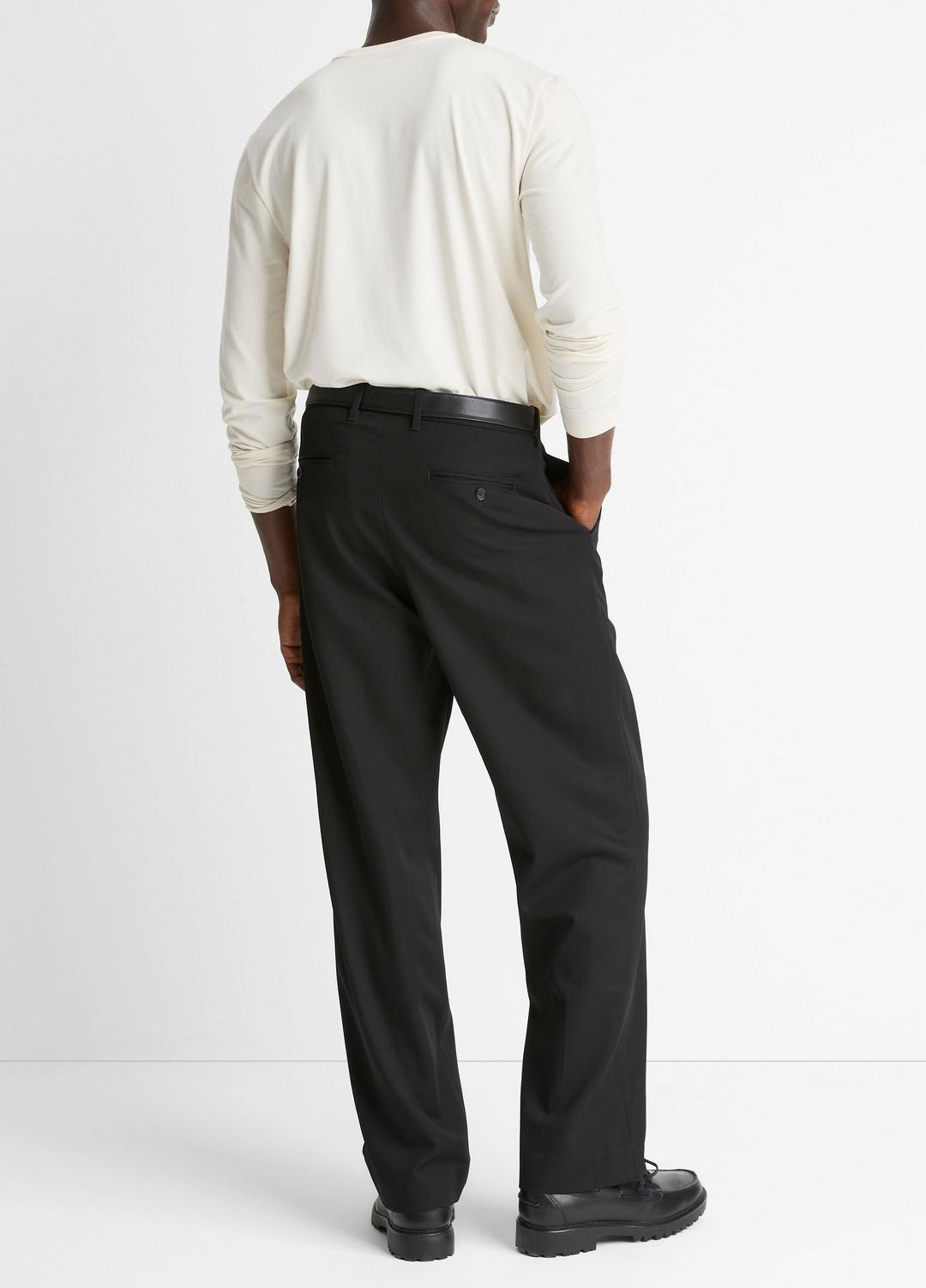 VINCE Men Wool Double-Pleat Suiting Trouser in Trousers BLACK
