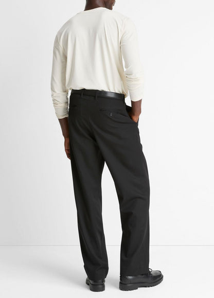 VINCE Men Wool Double-Pleat Suiting Trouser in Trousers BLACK