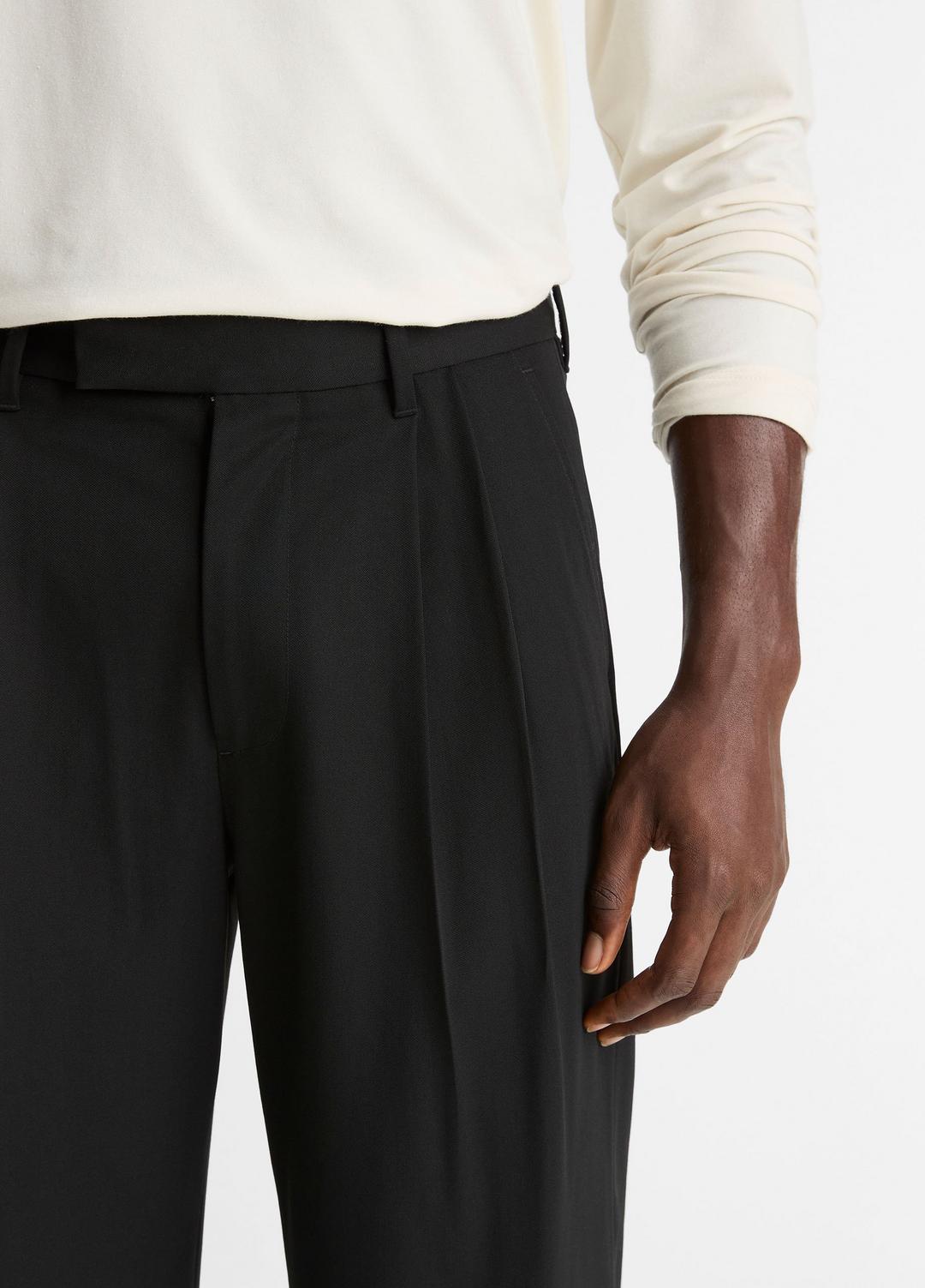 VINCE Men Wool Double-Pleat Suiting Trouser in Trousers BLACK
