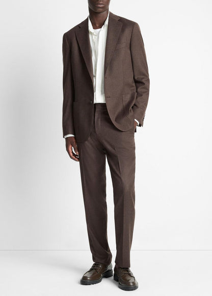 VINCE Men Wool-Silk Classic Pant in Trousers BROWN