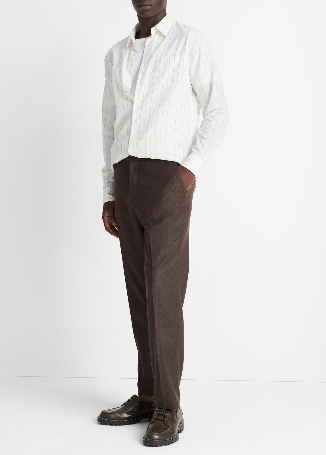 VINCE Men Wool-Silk Classic Pant in Trousers BROWN