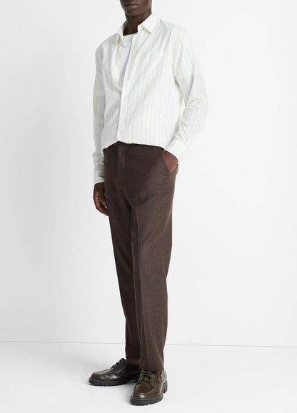 VINCE Men Wool-Silk Classic Pant in Trousers BROWN