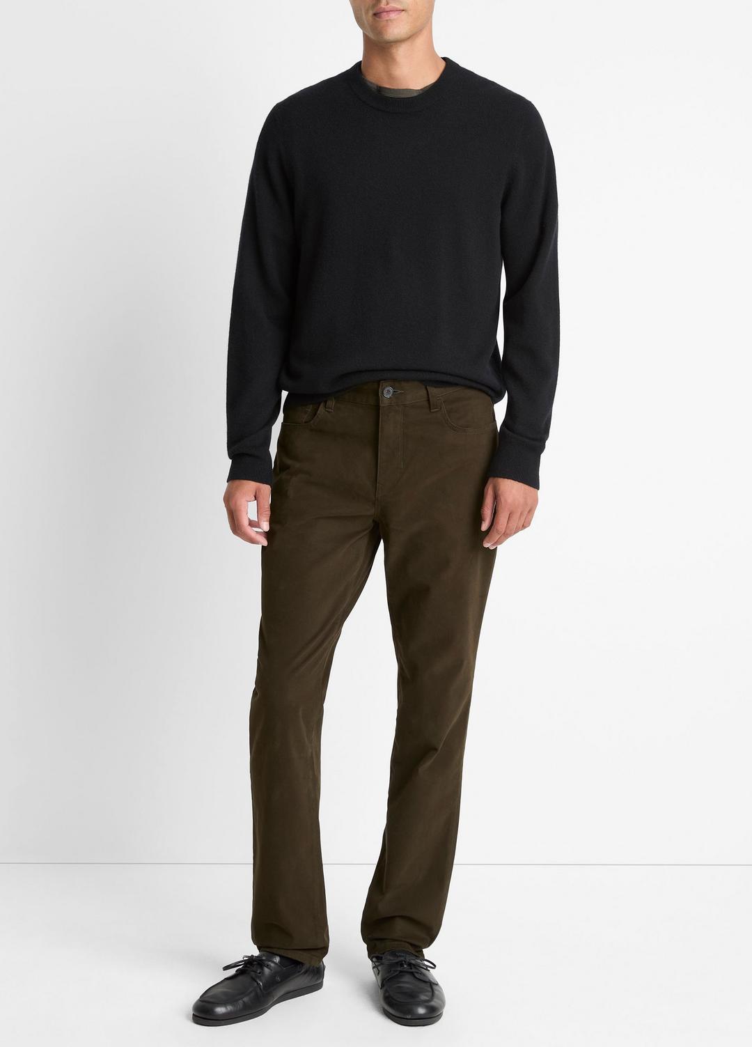VINCE Men Dylan Slim 5-Pocket Peached Stretch-Cotton Pant in Trousers DARK LEAF
