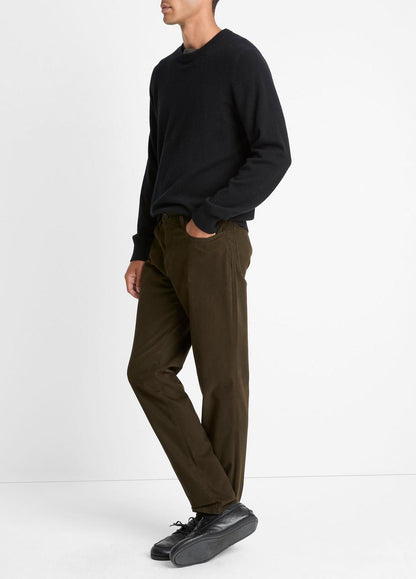 VINCE Men Dylan Slim 5-Pocket Peached Stretch-Cotton Pant in Trousers DARK LEAF