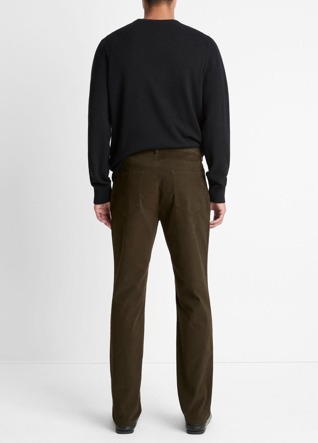 VINCE Men Dylan Slim 5-Pocket Peached Stretch-Cotton Pant in Trousers DARK LEAF