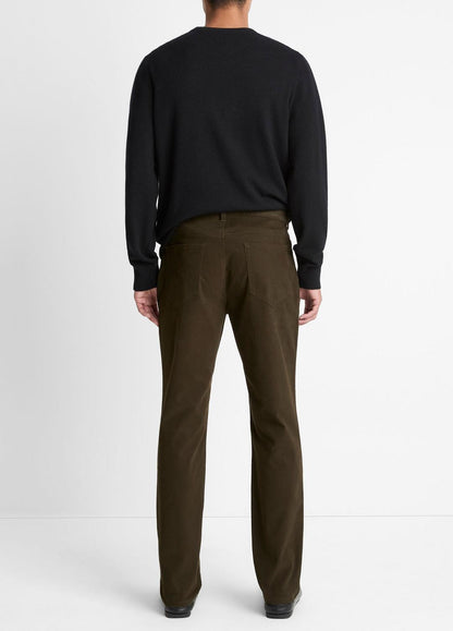 VINCE Men Dylan Slim 5-Pocket Peached Stretch-Cotton Pant in Trousers DARK LEAF