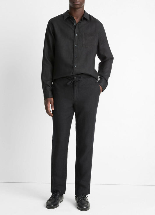 VINCE Men Lightweight Hemp Pant in Trousers BLACK