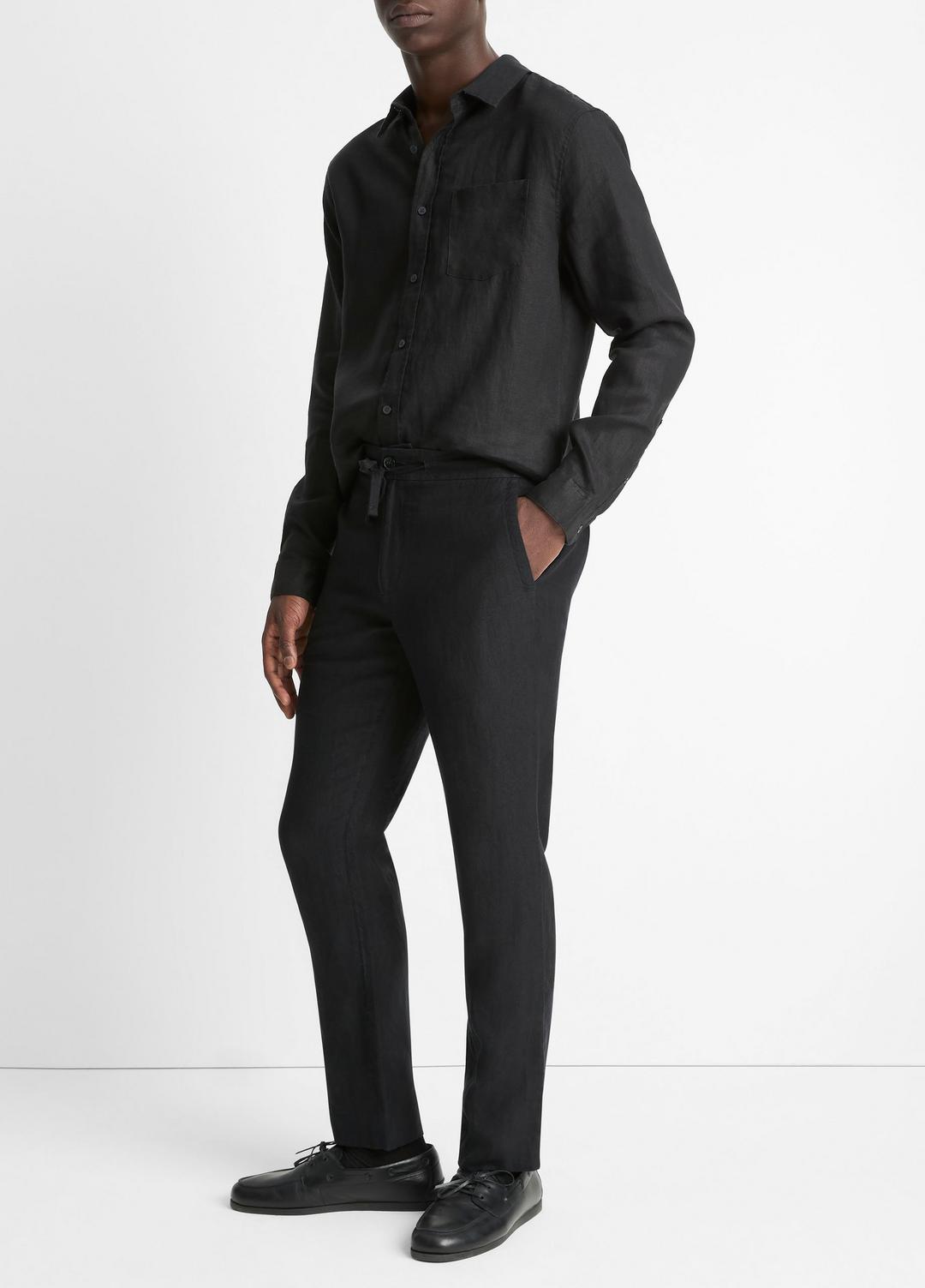 VINCE Men Lightweight Hemp Pant in Trousers BLACK