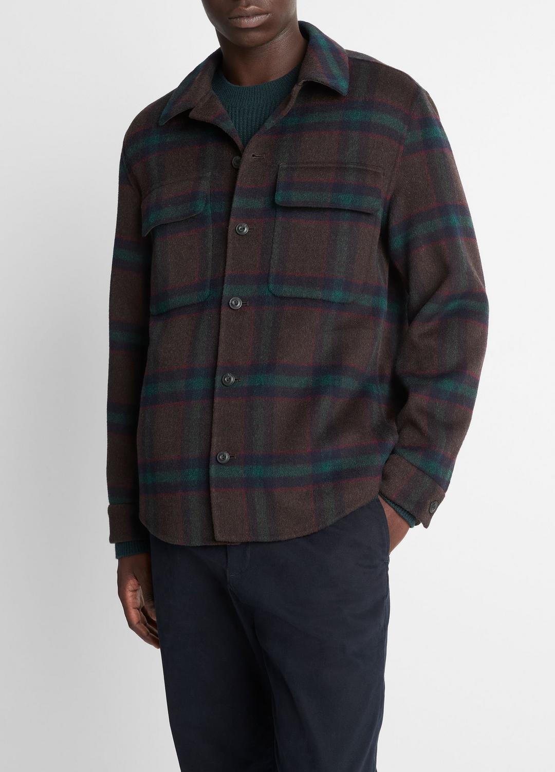 VINCE Men Plaid Splittable Wool-Blend Shirt Jacket in Shirt Jackets COASTAL COUNTRY RACER