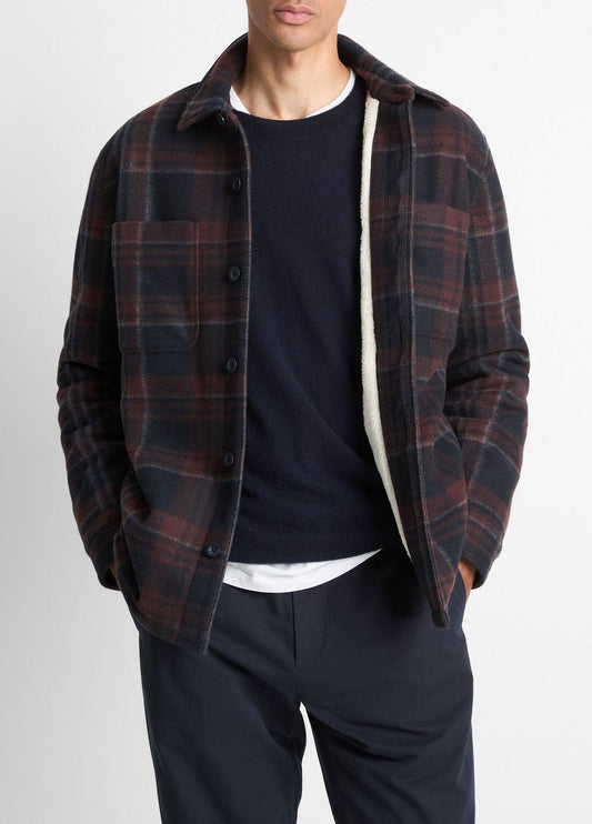 VINCE Men Sherpa-Lined Plaid Shirt Jacket in Shirt Jackets COASTAL COMBO