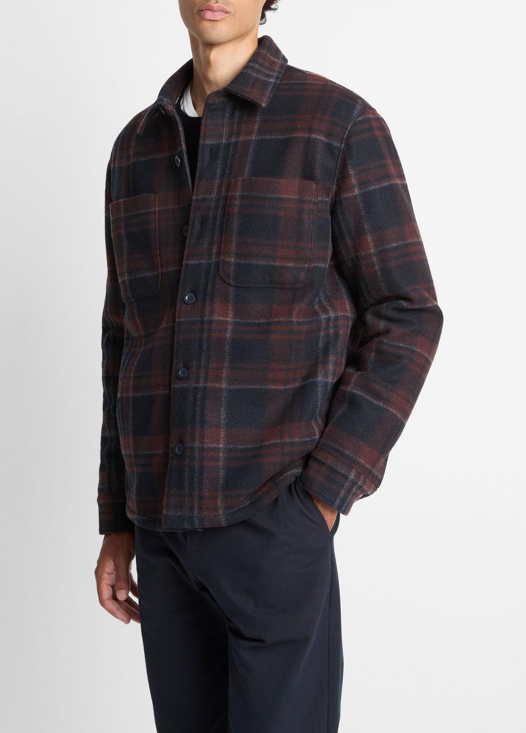 VINCE Men Sherpa-Lined Plaid Shirt Jacket in Shirt Jackets COASTAL COMBO