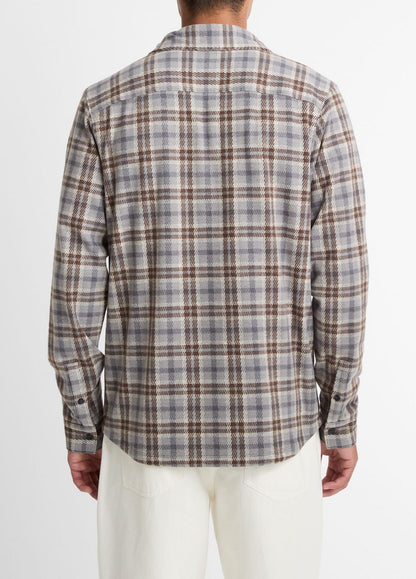 VINCE Men Plaid Cotton-Blend Shirt Jacket in Shirt Jackets HEATHER FOG COMBO