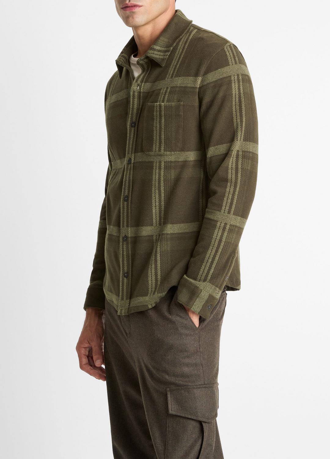 VINCE Men Plaid Cotton-Blend Shirt Jacket in Shirt Jackets DARK LEAF COMBO