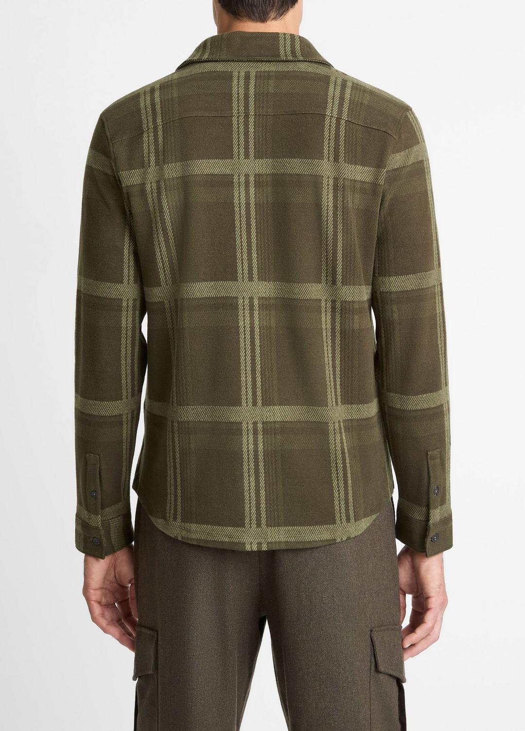 VINCE Men Plaid Cotton-Blend Shirt Jacket in Shirt Jackets DARK LEAF COMBO