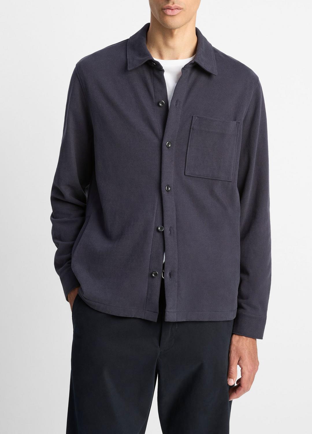 VINCE Men Heavy Sueded Cotton Shirt Jacket in Shirt Jackets COASTAL BLUE