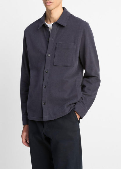 VINCE Men Heavy Sueded Cotton Shirt Jacket in Shirt Jackets COASTAL BLUE