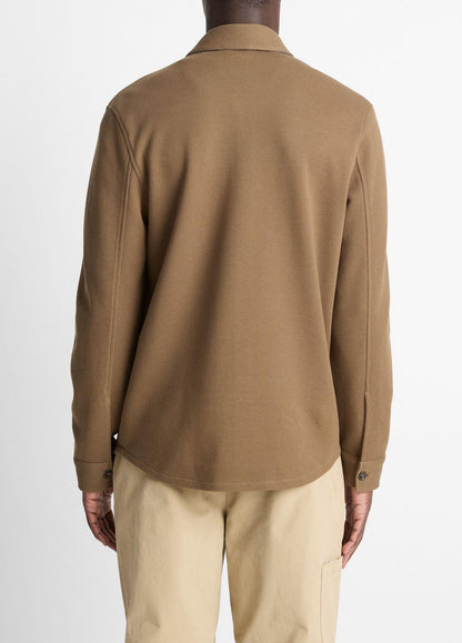 VINCE Men Double-Knit Cotton-Blend Piqué Shirt Jacket in Shirt Jackets HIGHLANDS/MEDIUM HEATHER GREY