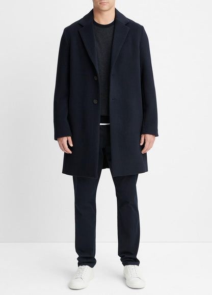 VINCE Men Classic Italian Wool-Blend Coat in Jackets & Outerwear COASTAL BLUE