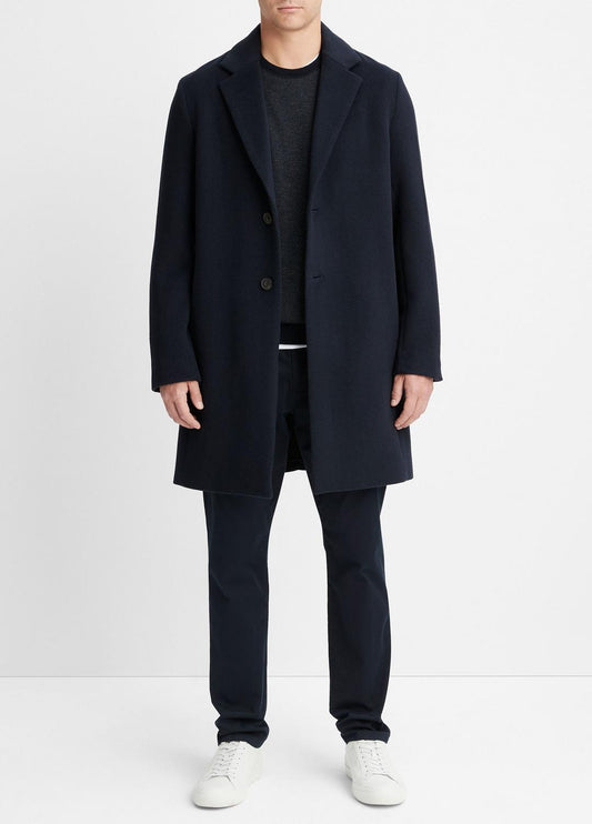 VINCE Men Classic Italian Wool-Blend Coat in Jackets & Outerwear COASTAL BLUE
