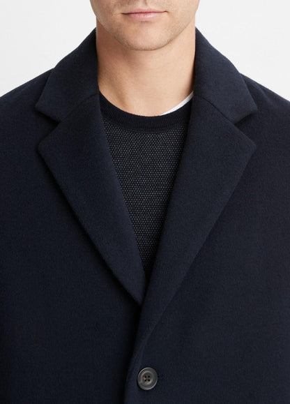VINCE Men Classic Italian Wool-Blend Coat in Jackets & Outerwear COASTAL BLUE