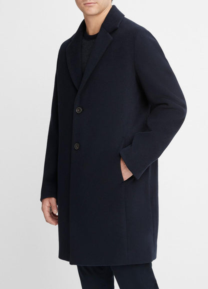 VINCE Men Classic Italian Wool-Blend Coat in Jackets & Outerwear COASTAL BLUE
