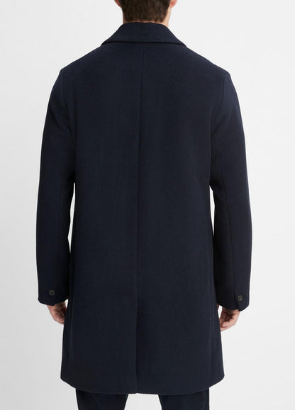 VINCE Men Classic Italian Wool-Blend Coat in Jackets & Outerwear COASTAL BLUE