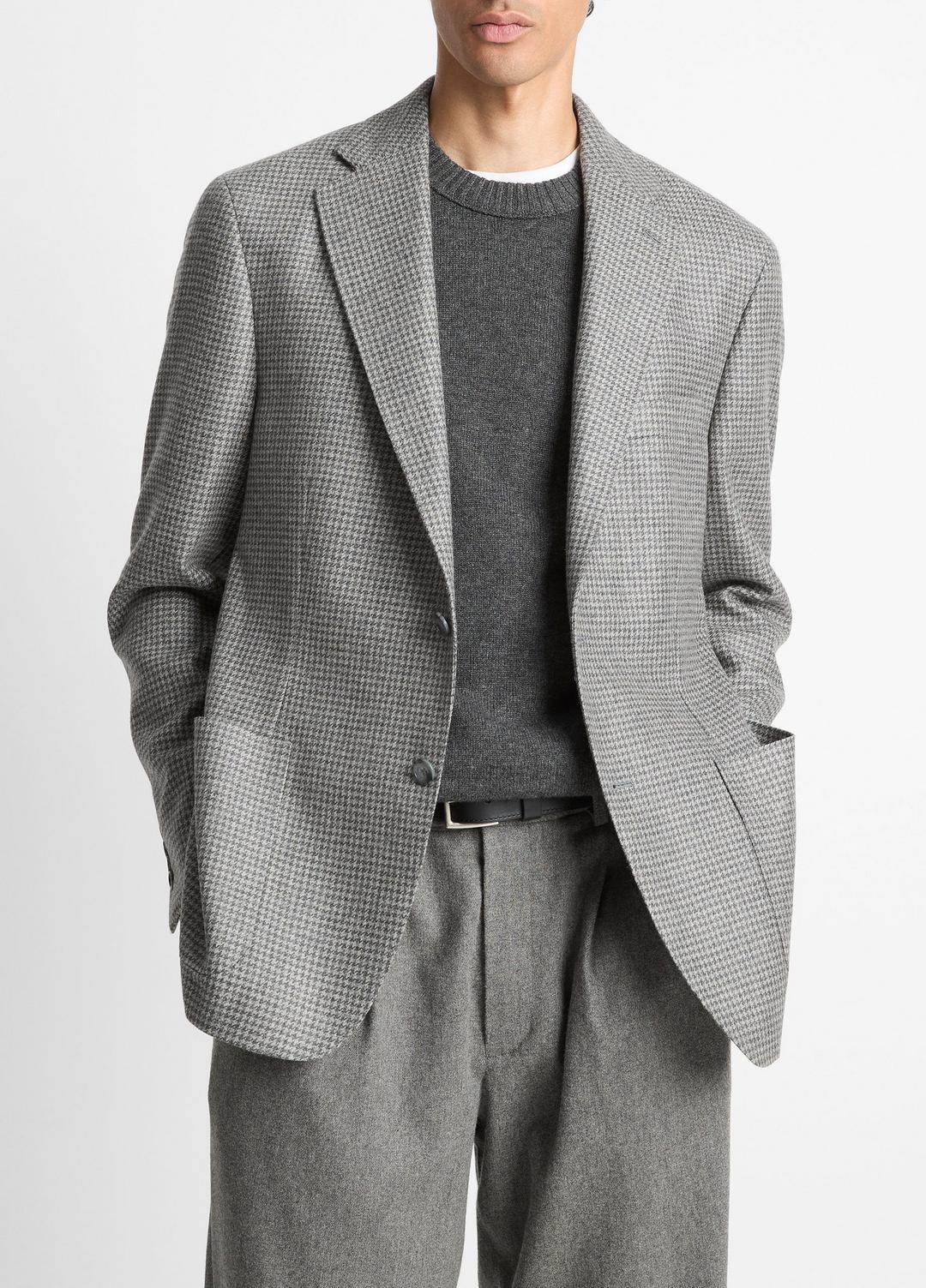 VINCE Men Houndstooth Cashmere Relaxed Sport Coat in Blazers GREY/BROWN