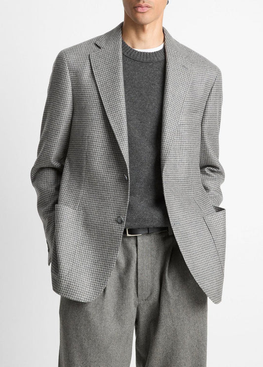 VINCE Men Houndstooth Cashmere Relaxed Sport Coat in Blazers GREY/BROWN