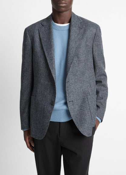 VINCE Men Plaid Alpaca-Blend Relaxed Sport Coat in Blazers NAVY/BLUE