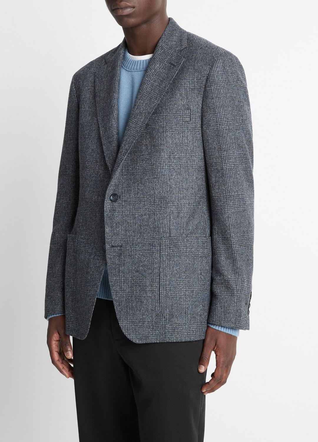 VINCE Men Plaid Alpaca-Blend Relaxed Sport Coat in Blazers NAVY/BLUE